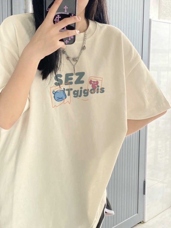 Plus Size Oversized Short Sleeve T-Shirt for Men and Women, Trendy Loose Fit Cotton Couple Top, Casual Streetwear