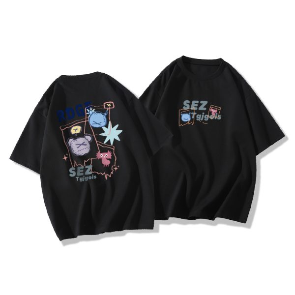 Plus Size Oversized Short Sleeve T-Shirt for Men and Women, Trendy Loose Fit Cotton Couple Top, Casual Streetwear