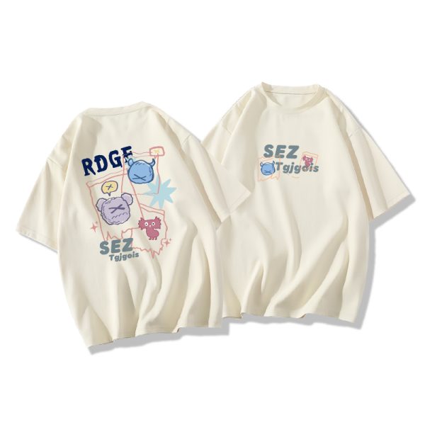 Plus Size Oversized Short Sleeve T-Shirt for Men and Women, Trendy Loose Fit Cotton Couple Top, Casual Streetwear