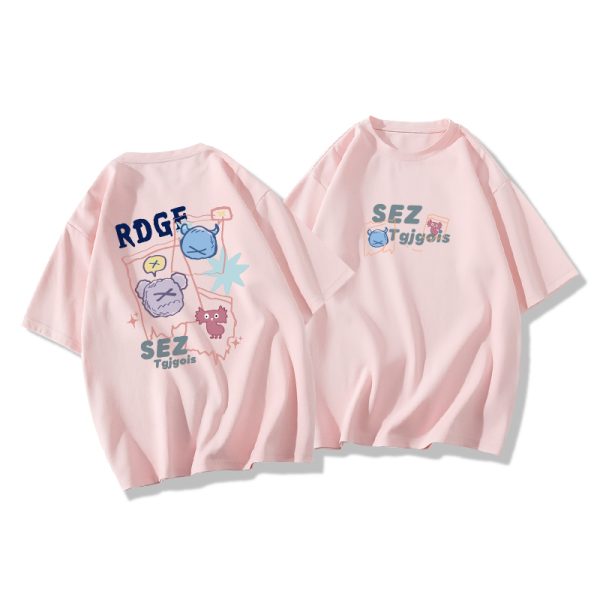 Plus Size Oversized Short Sleeve T-Shirt for Men and Women, Trendy Loose Fit Cotton Couple Top, Casual Streetwear