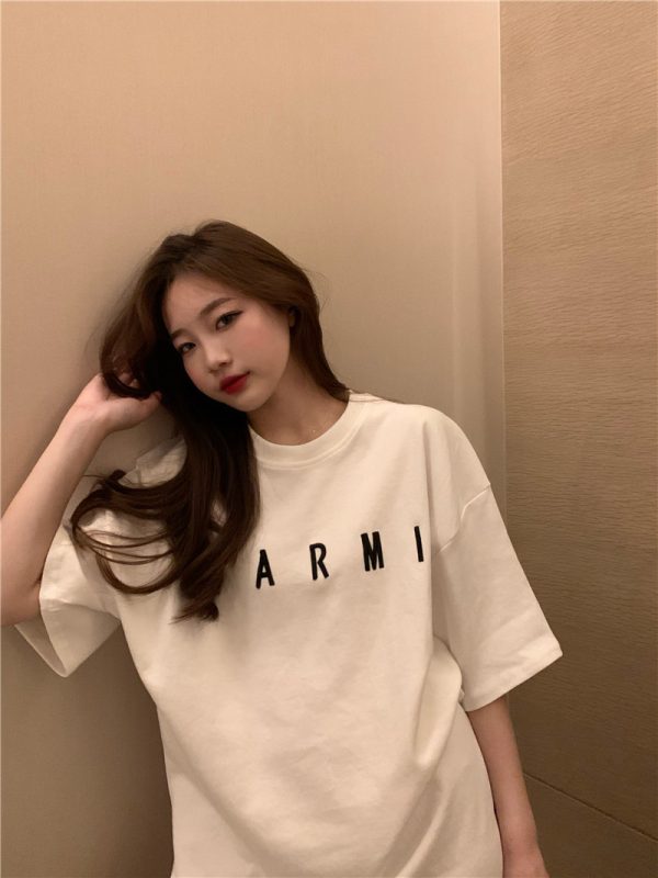 Plus Size Trendy White Cotton Short Sleeve T-Shirt for Women, Korean Style Loose Fit Mid-Length Top for Students