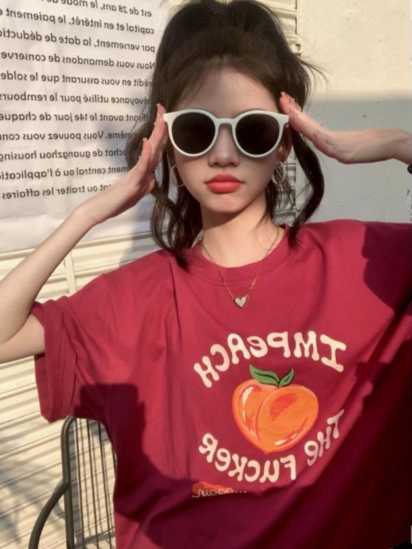Plus Size Women's Casual Loose Short Sleeve Round Neck T-Shirt â€“ Age-Reducing Pure Cotton Top for Chubby Girls, Summer 2025 Style