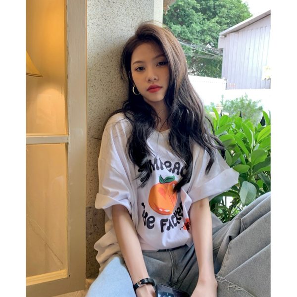 Plus Size Women's Casual Loose Short Sleeve Round Neck T-Shirt â€“ Age-Reducing Pure Cotton Top for Chubby Girls, Summer 2025 Style