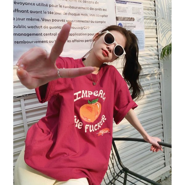 Plus Size Women's Casual Loose Short Sleeve Round Neck T-Shirt â€“ Age-Reducing Pure Cotton Top for Chubby Girls, Summer 2025 Style