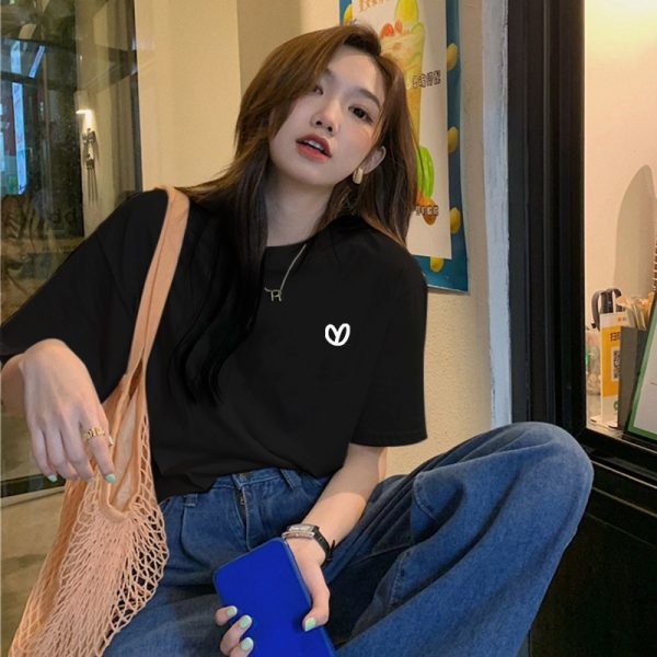 Plus Size Women's Cotton Mid-Length Short Sleeve T-Shirt - Loose Fit, Versatile Round Neck Style for Everyday Wear