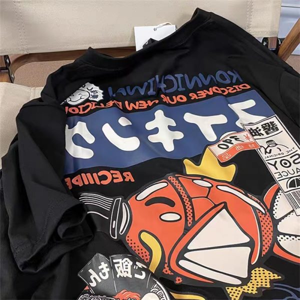 Plus Size Women's Japanese Retro Loose Short Sleeve T-Shirt - Y2K Style Fashion Top Clearance