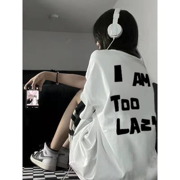 Plus Size Women's Retro American Style Loose Fit Short Sleeve Cotton T-Shirt - Trendy Casual Top for Everyday Wear