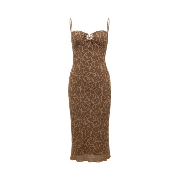 Princess Jasmine-Inspired Shell Lace Slim Fit Bodycon Dress with Camisole and Chest Pads - Y2K Fashion