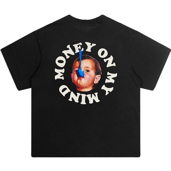 Pure Cotton Short Sleeve T-Shirt in Circular Letter Design - Inspired by 90s Y2K Style, Perfect for Casual Wear