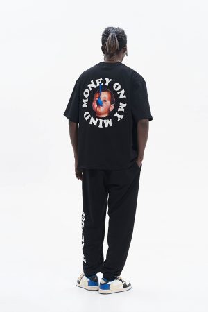 Pure Cotton Short Sleeve T-Shirt in Circular Letter Design - Inspired by 90s Y2K Style, Perfect for Casual Wear