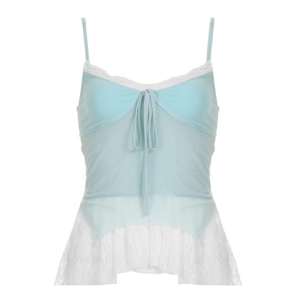 Pure Desire Blue Floral Mesh Lace Spliced Bodycon Skirt - Summer Vacation Style, Three-Dimensional Design, Trendy Y2K Fashion