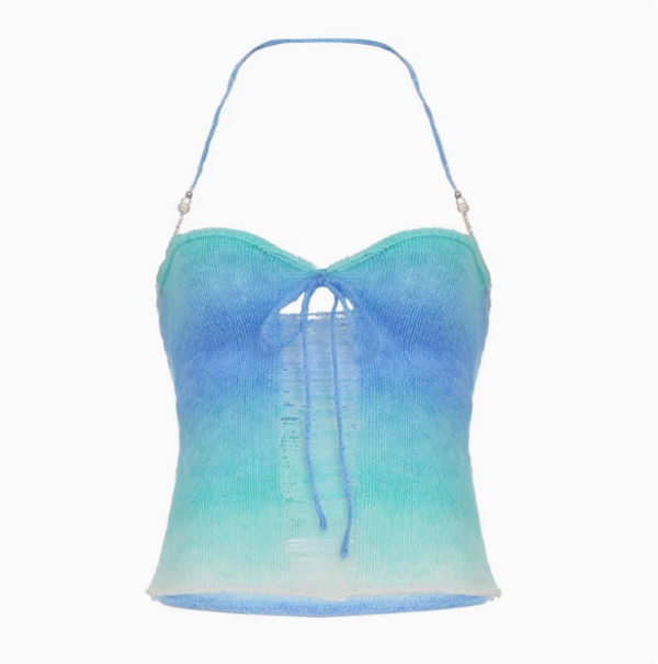 Pure Desire Blue Floral Mesh Lace Spliced Bodycon Skirt - Summer Vacation Style, Three-Dimensional Design, Trendy Y2K Fashion