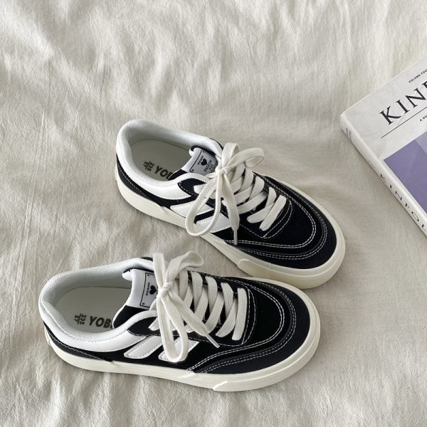 Purple Canvas Sneakers for Women, 2025 Spring Summer Thick-Soled Casual Shoes, Breathable White Student Sneakers