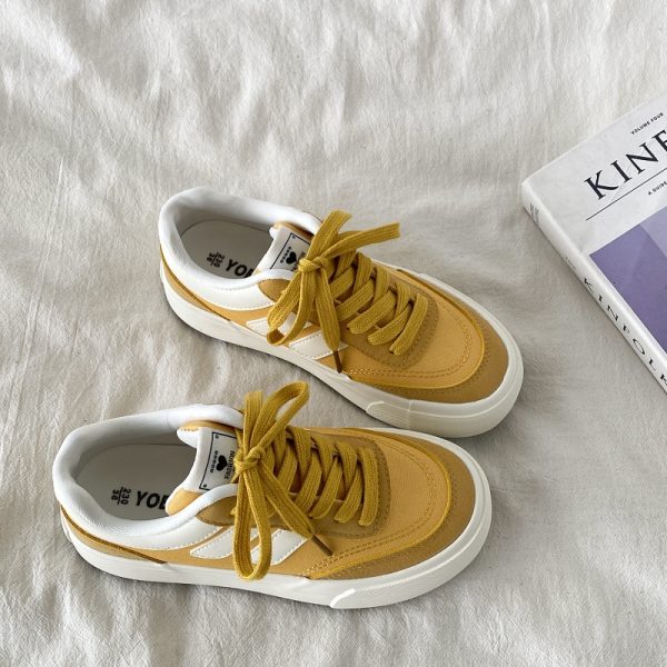 Purple Canvas Sneakers for Women, 2025 Spring Summer Thick-Soled Casual Shoes, Breathable White Student Sneakers
