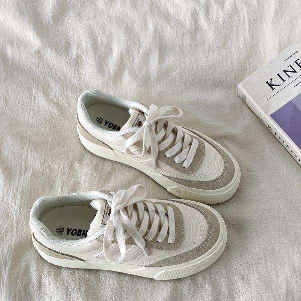 Purple Canvas Sneakers for Women, 2025 Spring Summer Thick-Soled Casual Shoes, Breathable White Student Sneakers