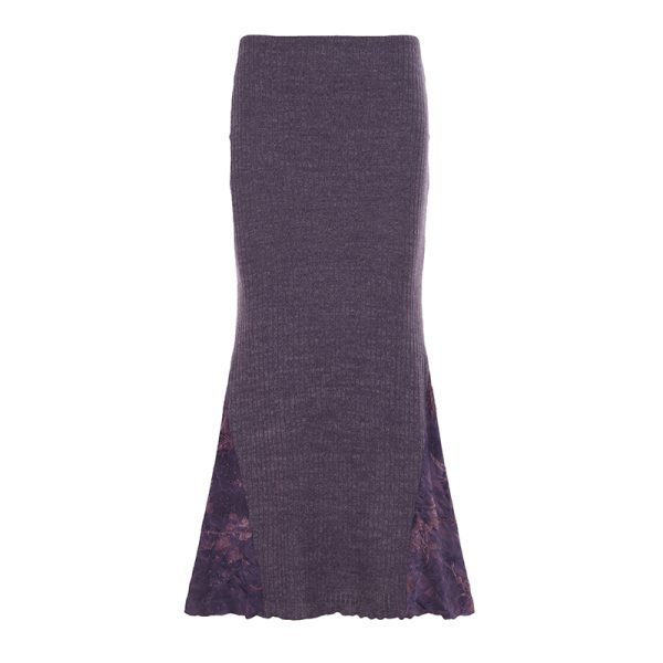 Purple Charm Printed Irregular Hem Mermaid Long Skirt with Elegant Neck Tie Top Set - Y2K Inspired Fashion Outfit