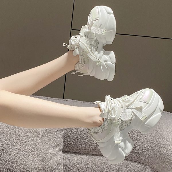 Purple Dad Shoes for Women - Thick-Soled Height-Increasing 8CM Casual Sports Sneakers for Spring and Autumn 2024