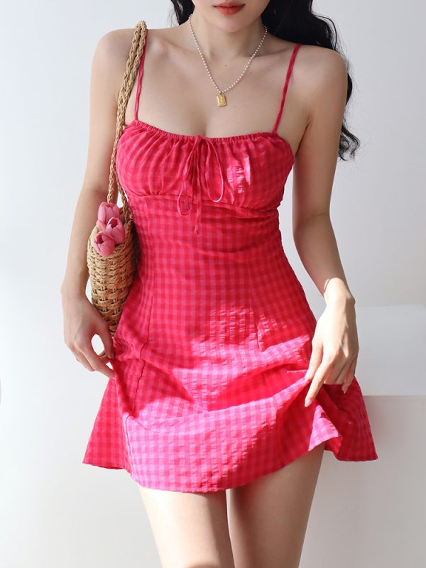 Purple Floral Print Velvet Mesh Slip Dress - Retro French Style with Stretch Fabric for Effortless Elegance