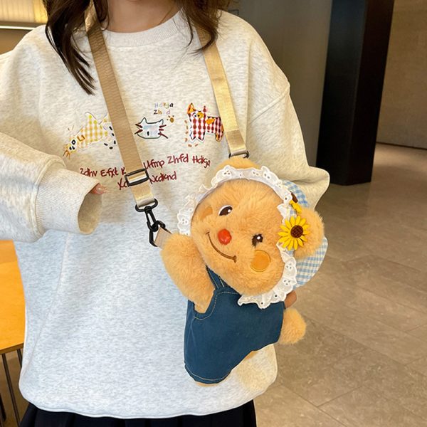 Quirky Cartoon Doll PAPA Bear Crossbody Bag for Women - Cute 2025 Style Phone Bag & Children's Backpack