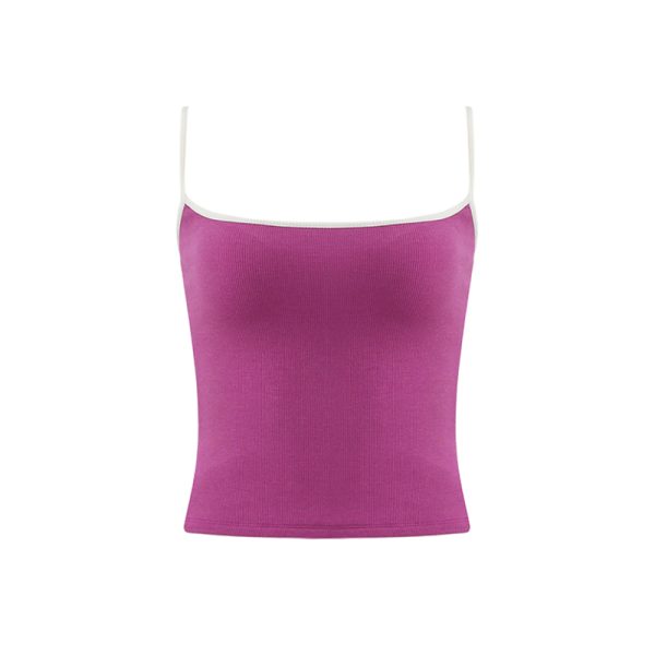 Red Slim Fit Camisole for Women - Stylish Short Top with Chest Pad, Perfect for Layering or Outdoor Wear