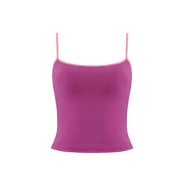 Red Slim Fit Camisole for Women - Stylish Short Top with Chest Pad, Perfect for Layering or Outdoor Wear