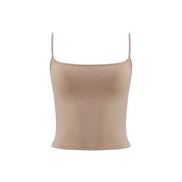 Red Slim Fit Camisole for Women - Stylish Short Top with Chest Pad, Perfect for Layering or Outdoor Wear