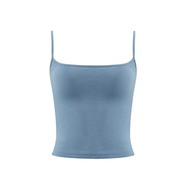 Red Slim Fit Camisole for Women - Stylish Short Top with Chest Pad, Perfect for Layering or Outdoor Wear