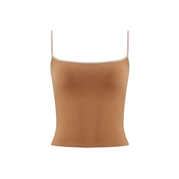Red Slim Fit Camisole for Women - Stylish Short Top with Chest Pad, Perfect for Layering or Outdoor Wear