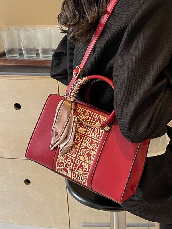 Red Tote Handbag for Women - 2025 High-End Wedding Crossbody Bag, Stylish Shoulder Bag for Bridesmaids and Brides