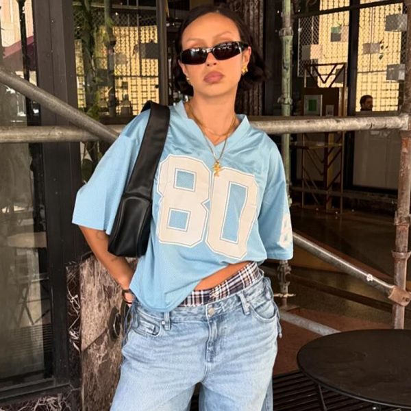 Retro American Sexy Loose Letter Print Short Sleeve Sports T-Shirt for Women - Versatile Casual Top, Y2K Fashion Trend