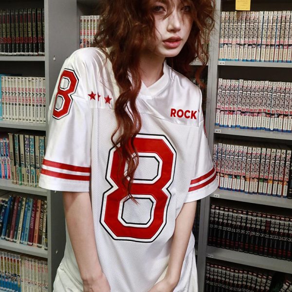 Retro American Sexy Loose Letter Print Short Sleeve Sports T-Shirt for Women - Versatile Casual Top, Y2K Fashion Trend