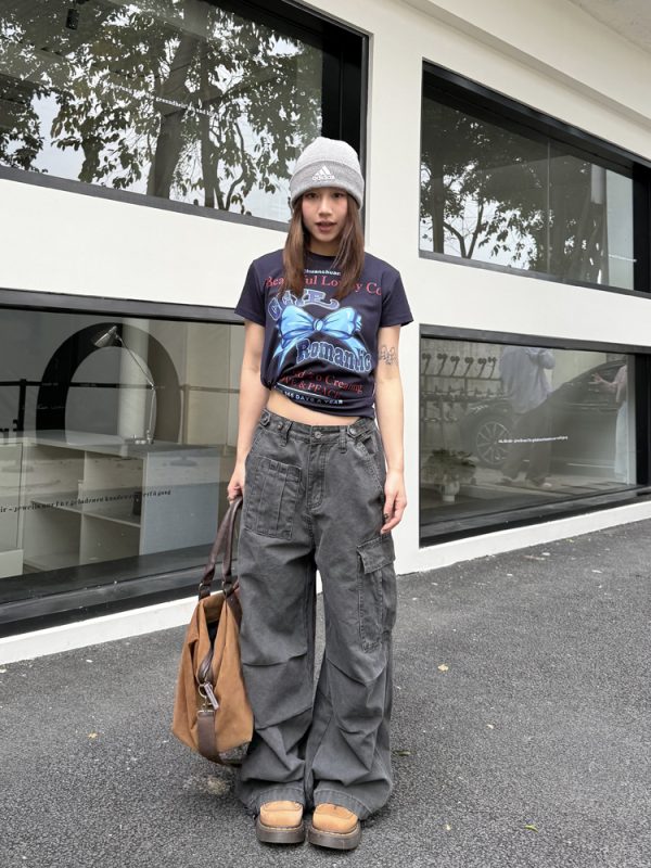 Retro American-Style Multi-Pocket Wide-Leg Work Pants for Men and Women - Casual Slimming Loose Fit Long Trousers