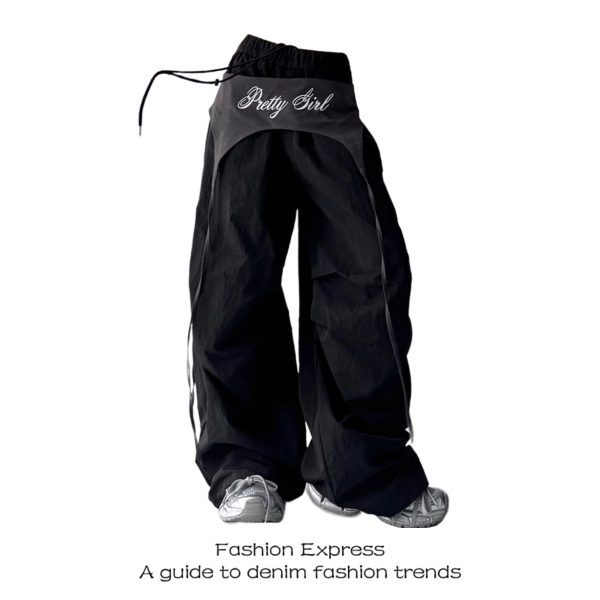 Retro American-Style Women's Wide-Leg Cargo Pants - Summer Casual Loose Straight Leg Jazz Streetwear for Cool Girls