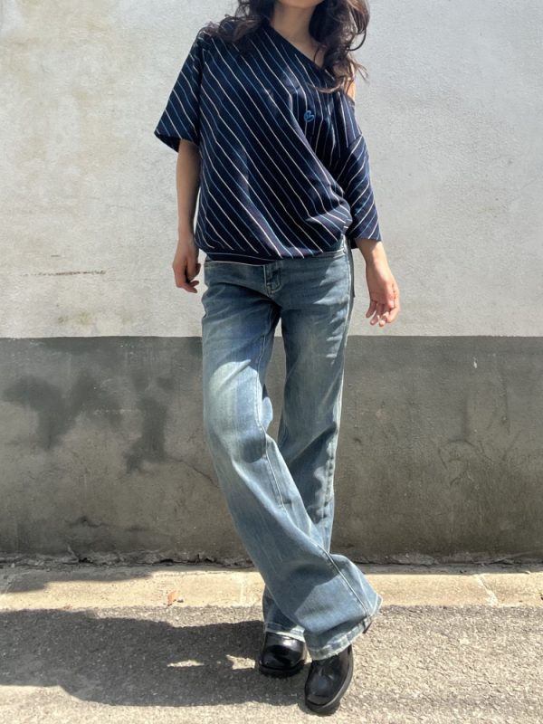 Retro Blue Low-Waist Slim Fit Jeans for Women - Vintage Embroidered American Style, Spring 2025 Fashion