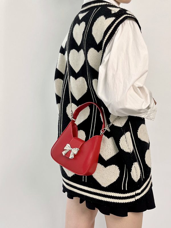 Retro Bow Crossbody Bag for Women - Exquisite Chain Design, Small Handbag, Trendy Niche Style for 2025