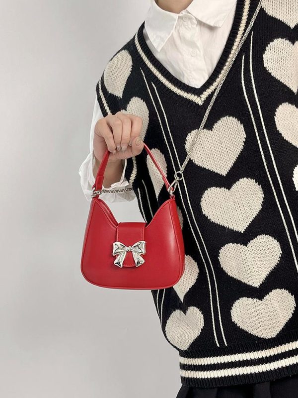 Retro Bow Crossbody Bag for Women - Exquisite Chain Design, Small Handbag, Trendy Niche Style for 2025