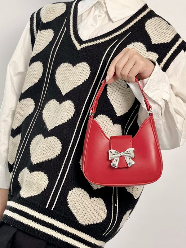 Retro Bow Crossbody Bag for Women - Exquisite Chain Design, Small Handbag, Trendy Niche Style for 2025