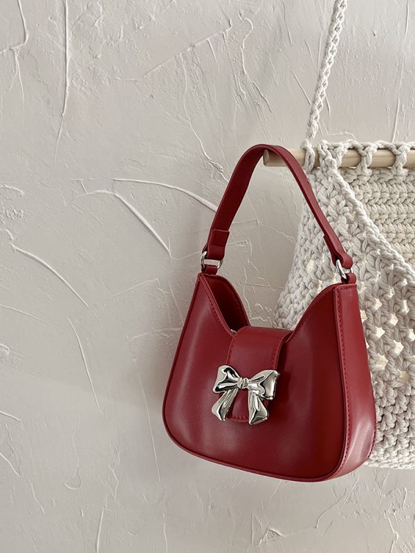 Retro Bow Crossbody Bag for Women - Exquisite Chain Design, Small Handbag, Trendy Niche Style for 2025