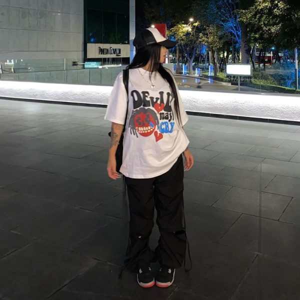 Retro Cartoon Skull Short Sleeve T-Shirt for Women - American Style, Summer Streetwear, Trendy 90s Inspired Top