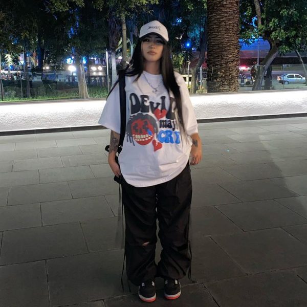 Retro Cartoon Skull Short Sleeve T-Shirt for Women - American Style, Summer Streetwear, Trendy 90s Inspired Top