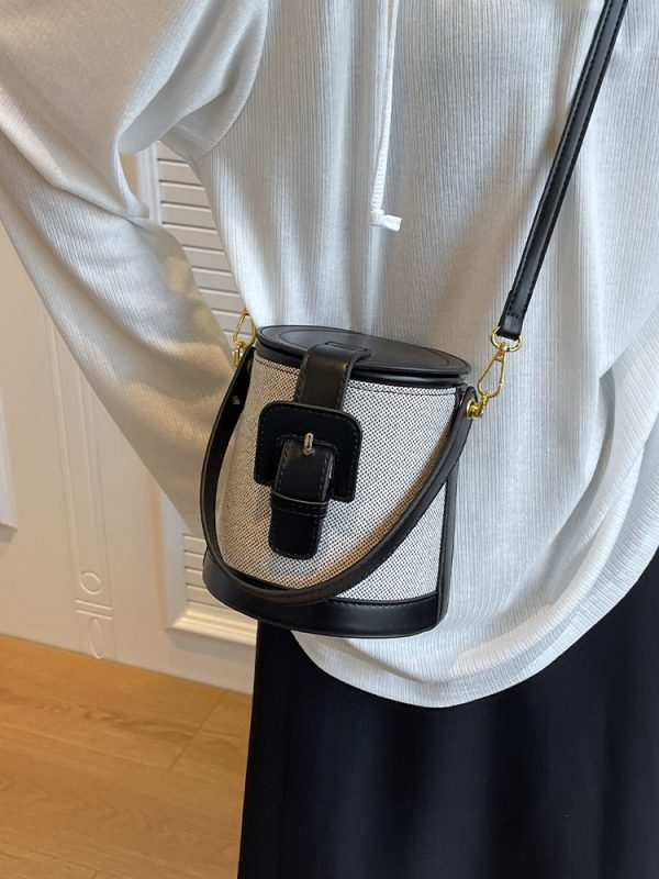 Retro Color-Blocking Women's Casual Bucket Bag - Trendy Crossbody Handbag for Summer 2025, Chic Niche Style