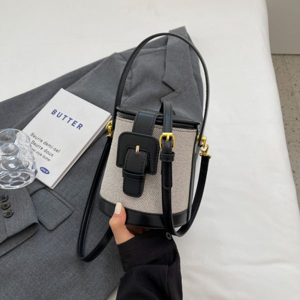 Retro Color-Blocking Women's Casual Bucket Bag - Trendy Crossbody Handbag for Summer 2025, Chic Niche Style