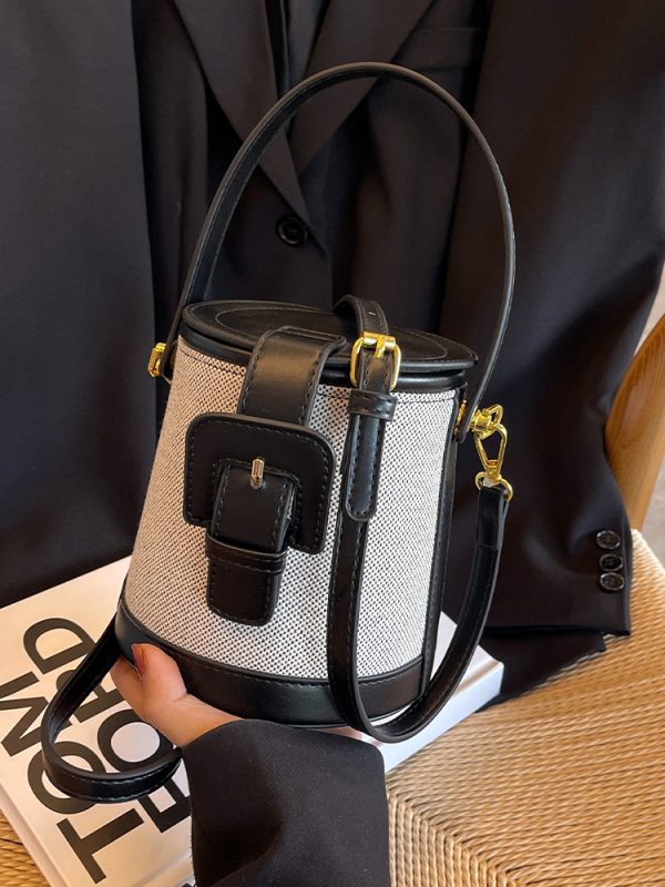 Retro Color-Blocking Women's Casual Bucket Bag - Trendy Crossbody Handbag for Summer 2025, Chic Niche Style