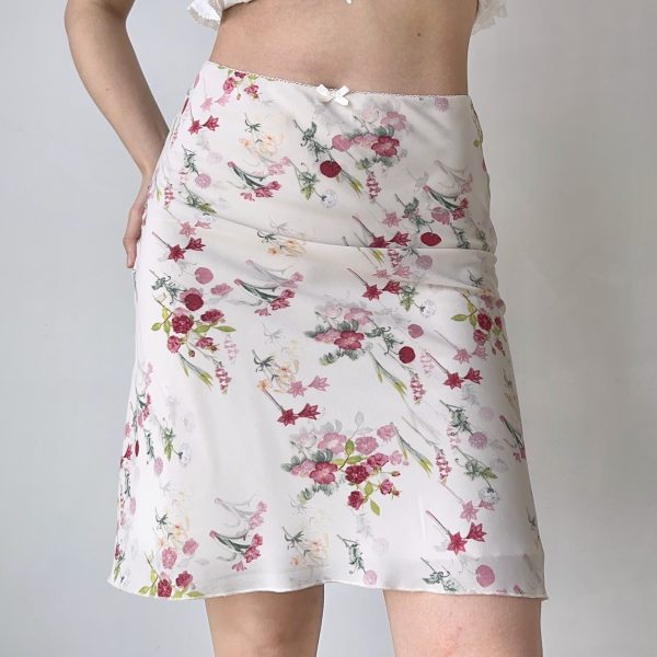 Retro Floral Print A-Line Fishtail Skirt for Women - European and American Style Summer Half-Length Bodycon Skirt