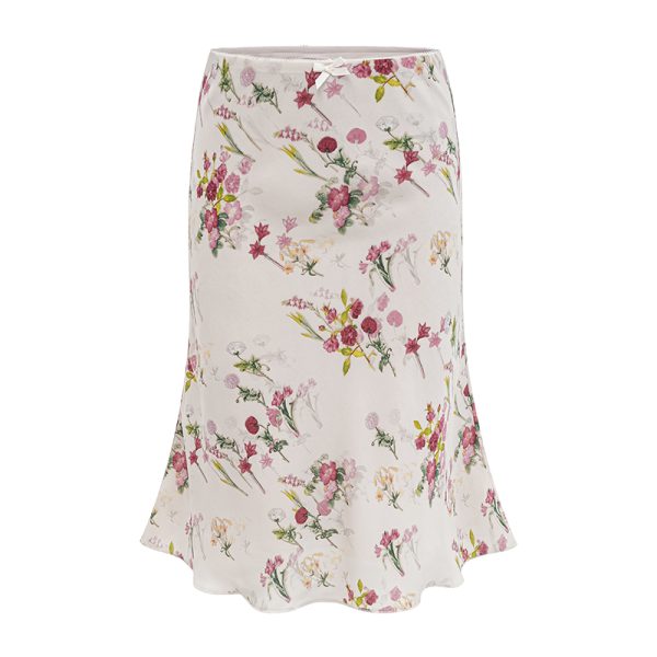 Retro Floral Print A-Line Fishtail Skirt for Women - European and American Style Summer Half-Length Bodycon Skirt