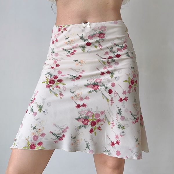 Retro Floral Print A-Line Fishtail Skirt for Women - European and American Style Summer Half-Length Bodycon Skirt