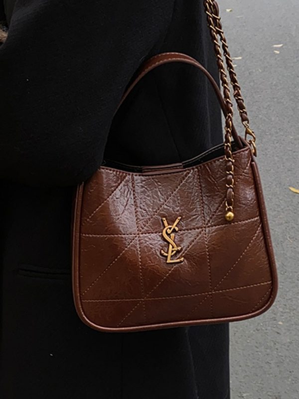 Retro High-End Oil Wax Leather Bucket Bag for Women - Trendy Versatile Shoulder Bag for Winter 2025 Fashion