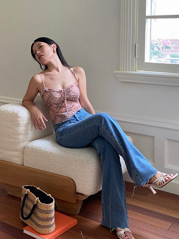 Retro High-Waisted French Flared Jeans - Washed, Slimming, Elongating Legs, Versatile Long Pants for 90s and Y2K Style