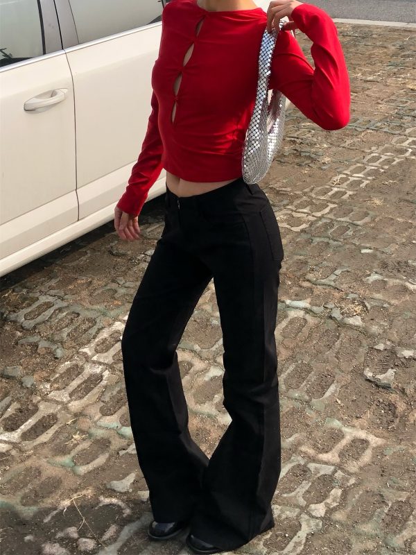 Retro High-Waisted Slim-Fit Leggings for Women - High Elasticity Casual Cotton Pants with Spicy Detail - Versatile American Style