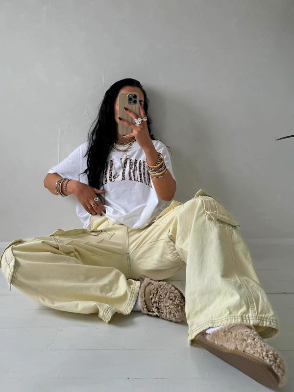 Retro Leopard Print Letter Oversized Short Sleeve T-Shirt for Women - Summer Casual Hot Girl Style